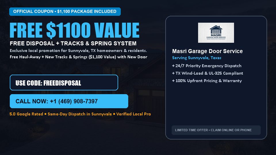 FREE Old Door Haul-Away & Heavy-Duty Tracks in Sunnyvale, TX - Masri Garage Door Service