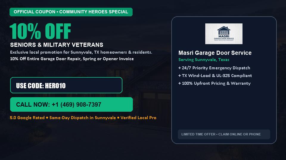 10% OFF Senior, Military & First Responder Discount in Sunnyvale, TX - Masri Garage Door Service